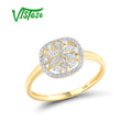 VISTOSO Genuine 14K 585 Yellow Gold Ring For Women Sparkling Diamond Flower Ring Delicate Wedding Engagement Trendy Fine Jewelry