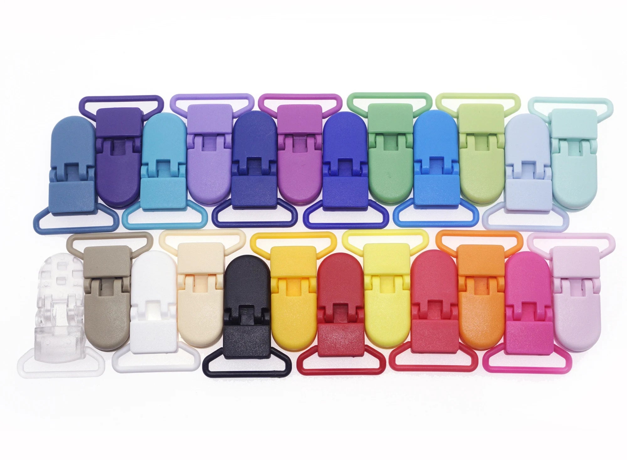 48Pcs Eco-friendly Plastic Baby Pacifier Clips Holder Mix Colors Dummy Soother Bib Suspender Clip Transparent 25MM Free Shipping
