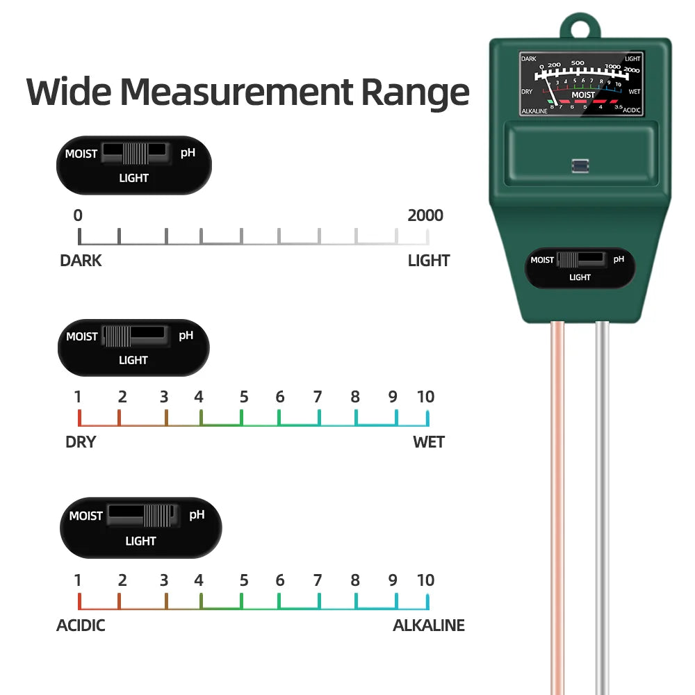 Soil Ph Meter Tester EC Meter for Soil PH TDS CF Sunlight Moisture Humidity Garden Temp Soil moisture Sensor Gauge Optional