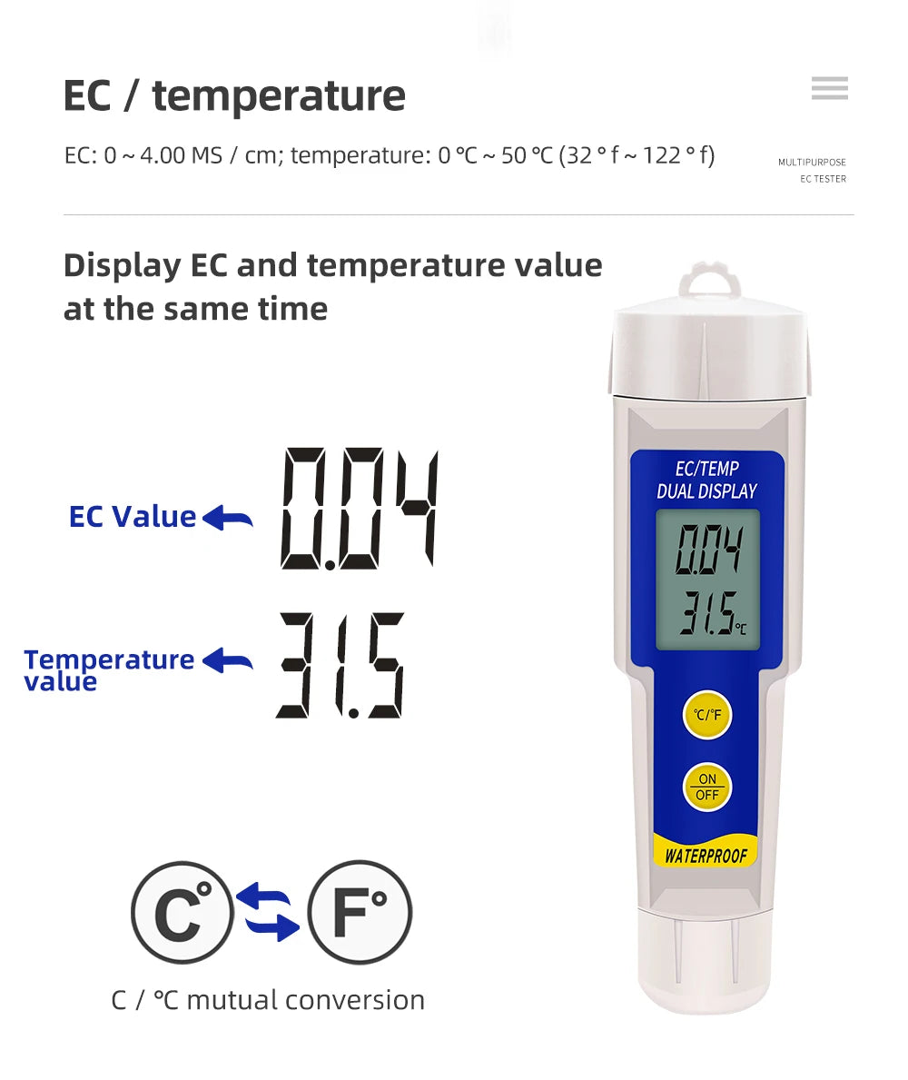 Soil Ph Meter Tester EC Meter for Soil PH TDS CF Sunlight Moisture Humidity Garden Temp Soil moisture Sensor Gauge Optional