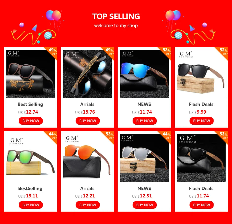 GM Brand Walnut Wooden Polarized Men's Sunglasses Square Frame Sun glasses Women Sun glasses Male Oculos de sol Masculino S7061h
