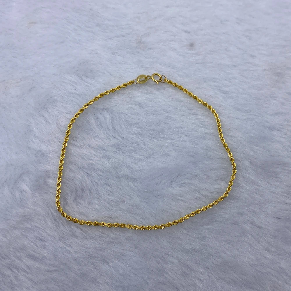 Sinya Pure 18k Au750 Gold Rope Chain Necklace Anklets Bracelets 100% Real Fine Jewelry For Women Ladies Mom Girls Best Gift