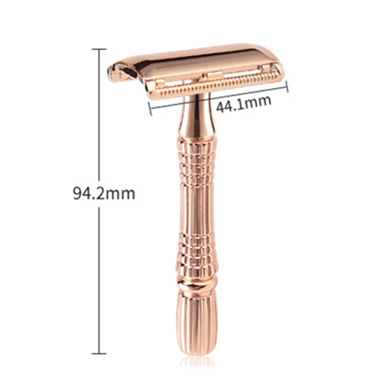 Classic Safety Razor Set for Men - 1 Blade 1 Razor 1 Case Double Sided Manual Shaving Alloy Classic Shaving System