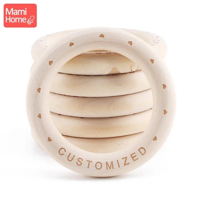 50pc Customize Logo Wooden Ring Baby Photogra Growth Souvenirs BPA Free Beech Ring Baby Photography Milestone Memorial Gifts