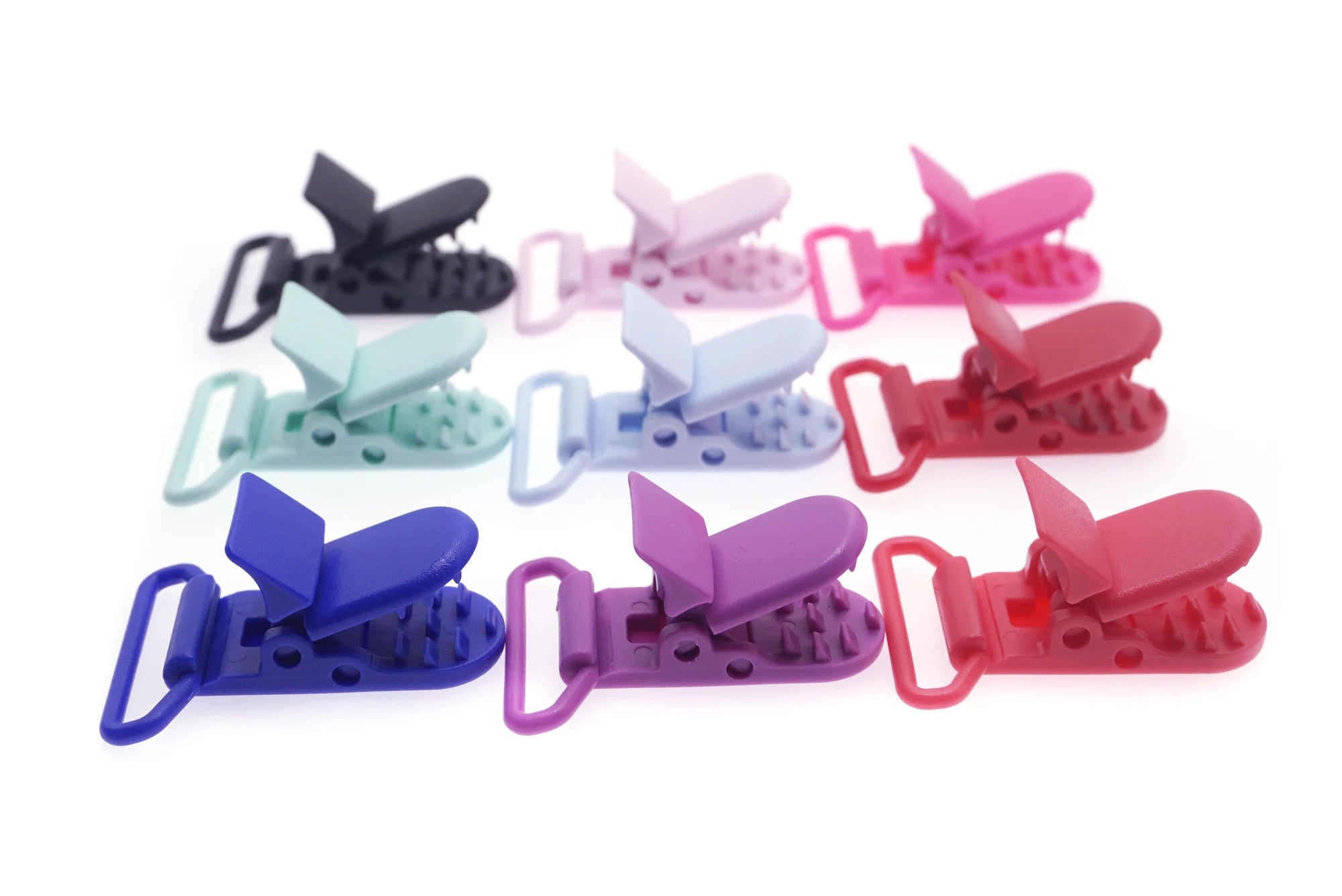 48Pcs Eco-friendly Plastic Baby Pacifier Clips Holder Mix Colors Dummy Soother Bib Suspender Clip Transparent 25MM Free Shipping