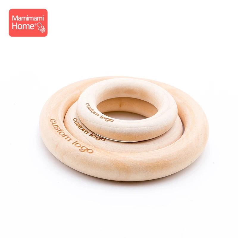 50pc Customize Logo Wooden Ring Baby Photogra Growth Souvenirs BPA Free Beech Ring Baby Photography Milestone Memorial Gifts