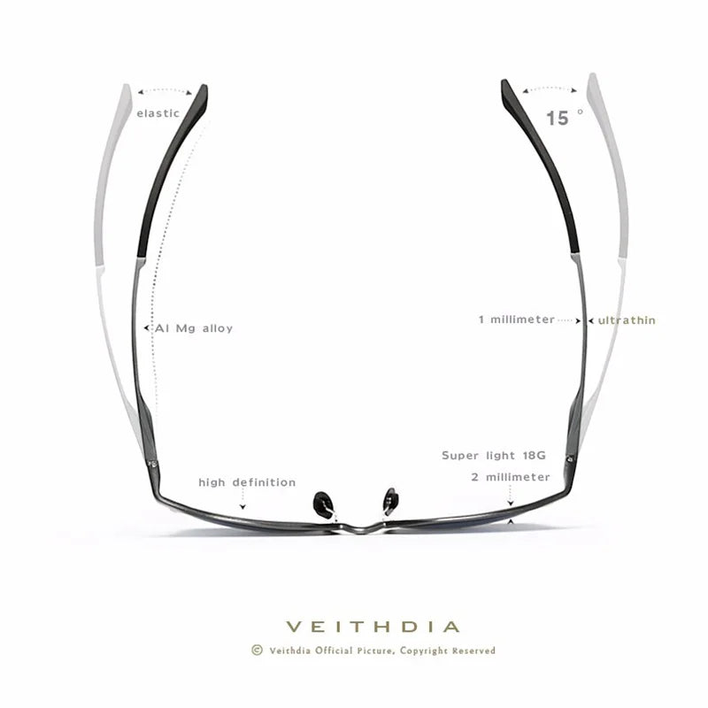 Ultrathin, lightweight metal frame eyeglasses with high definition lenses and flexible arms.