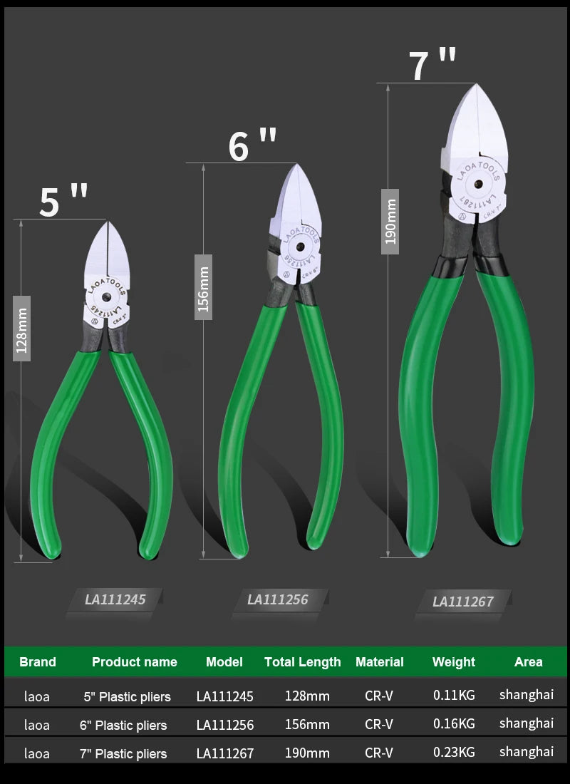 LAOA CR-V Plastic Pliers 4.5/5/6/7inch Jewelry Electrical Wire Cable Cutters Cutting Side Snips Hand Tools Electrician Tools