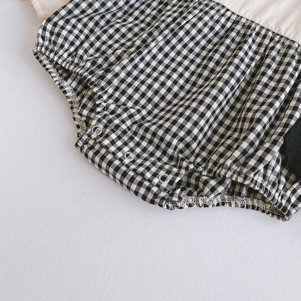 2pcs Baby Girls Clothing 0-4 Years Sister Outfit Set - Gingham Romper/Dress with Blouse Matching Clothes for Siblings