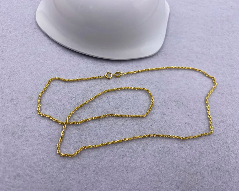 Sinya Pure 18k Au750 Gold Rope Chain Necklace Anklets Bracelets 100% Real Fine Jewelry For Women Ladies Mom Girls Best Gift