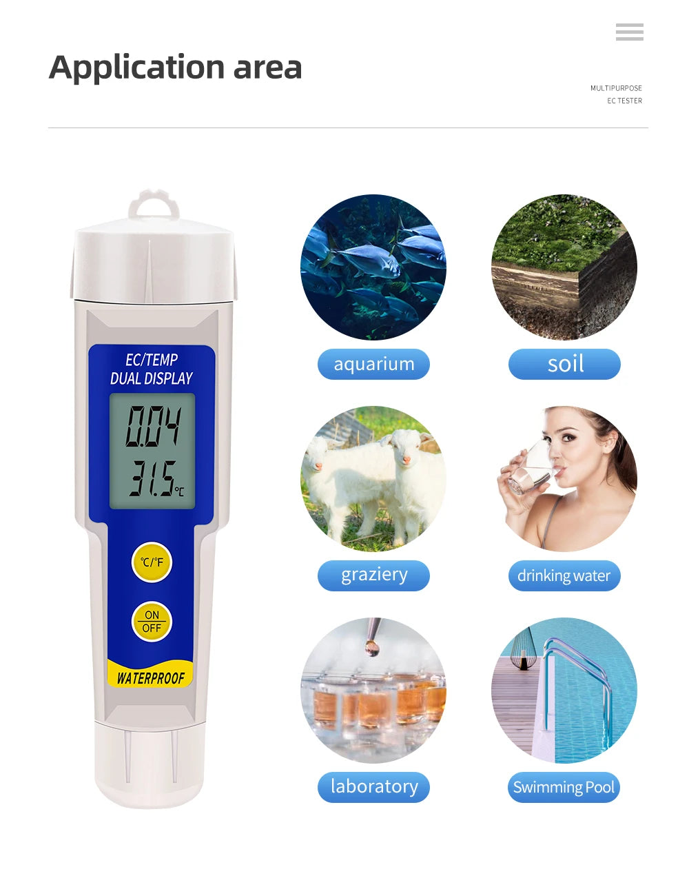 Soil Ph Meter Tester EC Meter for Soil PH TDS CF Sunlight Moisture Humidity Garden Temp Soil moisture Sensor Gauge Optional