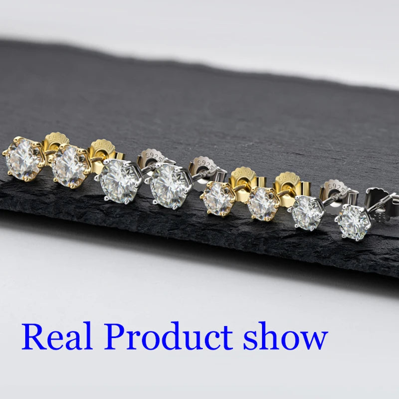 Premium 0.5-2ct Moissanite Diamond Stud Earrings for Women Orginal 925 Sterling Silver Screw Back Women Moissanite Earring 2026