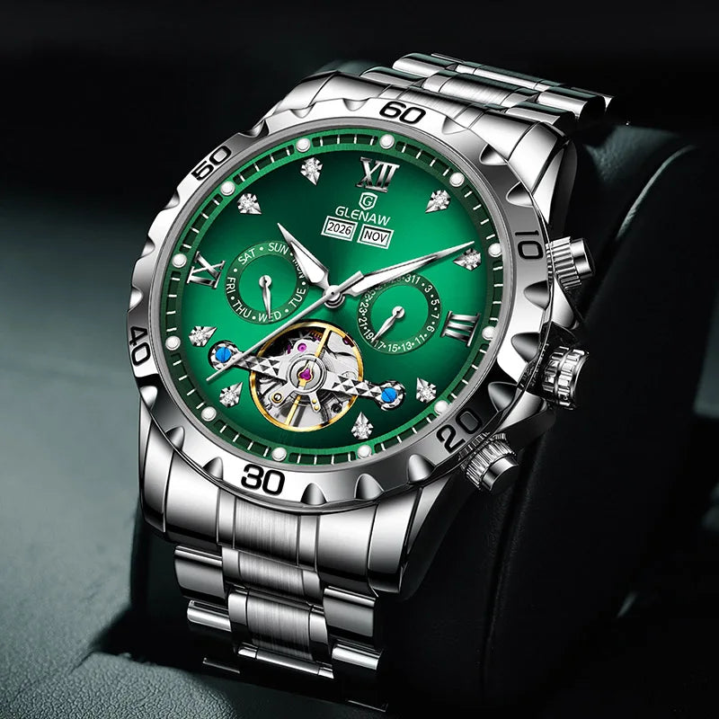 Glenaw high-end business fully automatic mechanical multi-functional men's watch trendy fashion waterproof watch
