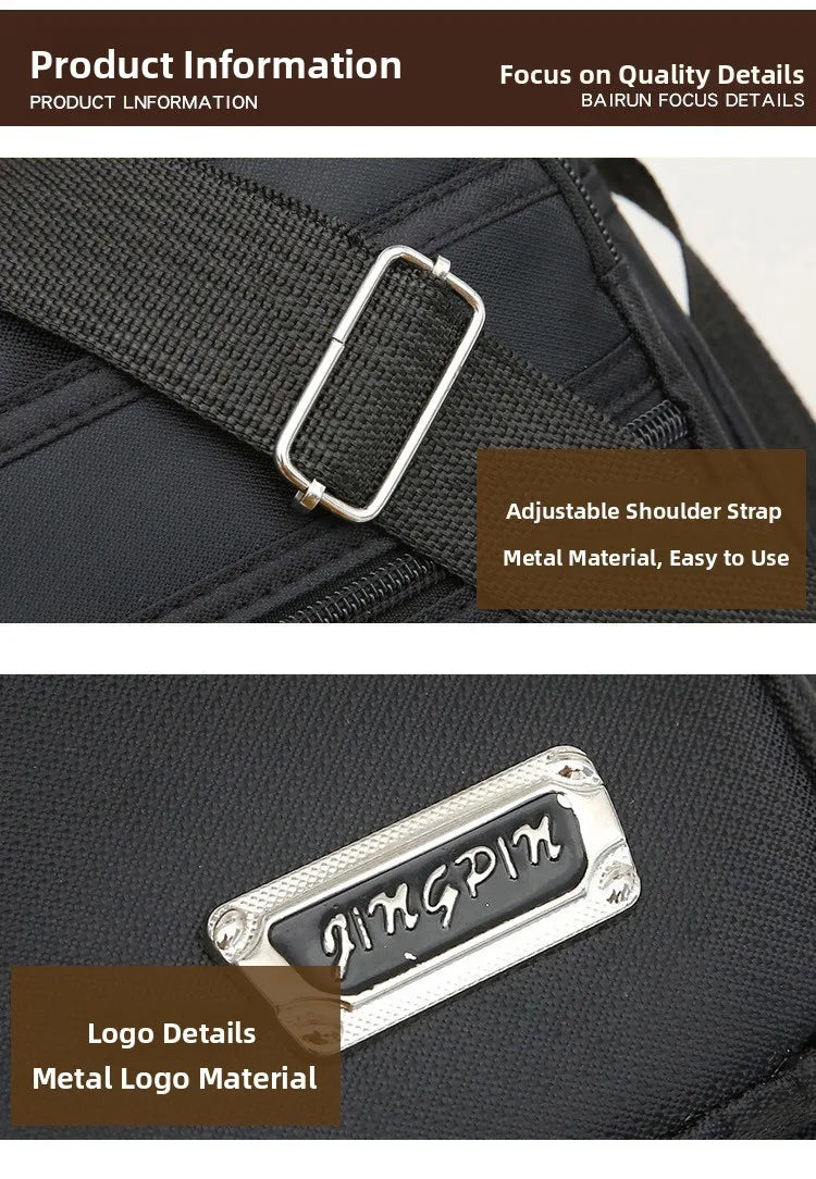 Casual Unisex Crossbody Bag Large Capacity Multi-layer Business Handling Bag Soft Nylon Material Zipper Closure Leisure Trave...
