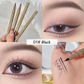 Black waterproof liquid eyeliner pens, close-up winged eye makeup, smooth precise lines.
