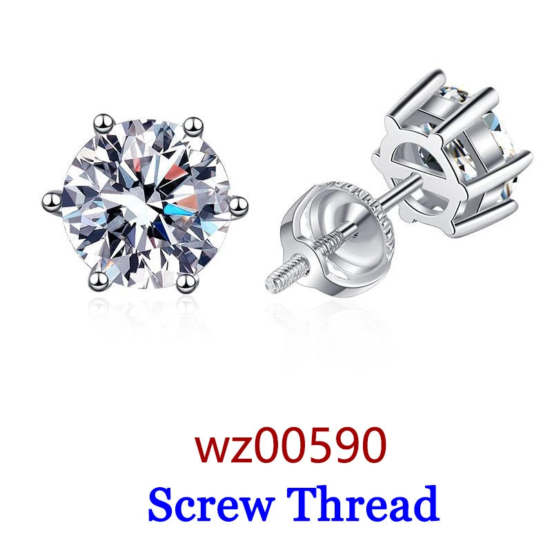 Premium 0.5-2ct Moissanite Diamond Stud Earrings for Women Orginal 925 Sterling Silver Screw Back Women Moissanite Earring 2026