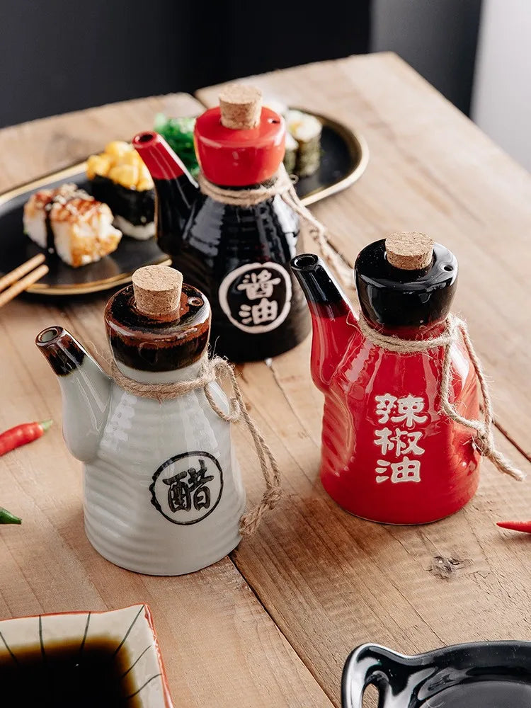 Japanese restaurant ceramic seasoning jar Seasoning jar soy sauce pot bottle mini small tableware