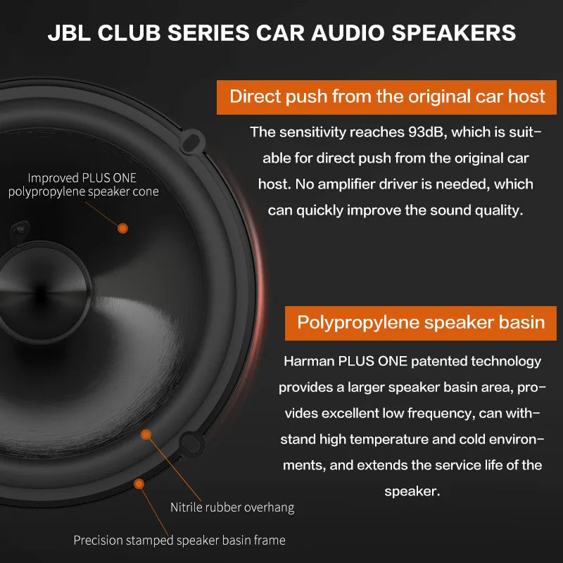 JBL Car Audio Speaker Door 6.5 Inch High Power CLUB6500C Speaker Treble Mid-Subwoofer Speaker Subwoofer Speaker Stereo Surround
