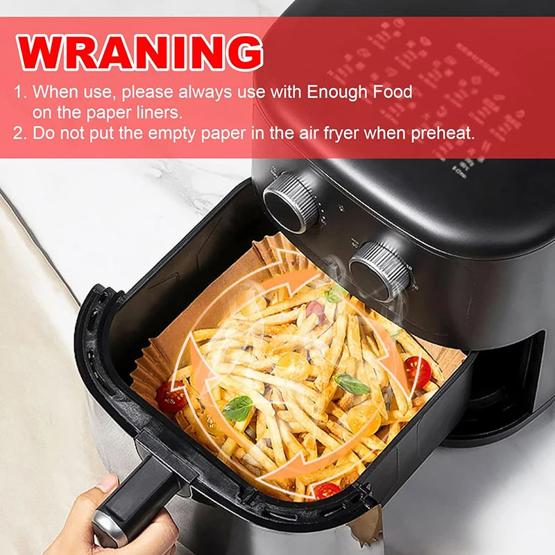 50-300Pcs Large Hot Air Fryer Paper Liners 23cm Square Airfryer Disposable Special Parchment Paper Trays 9inch Oven Baking Molds