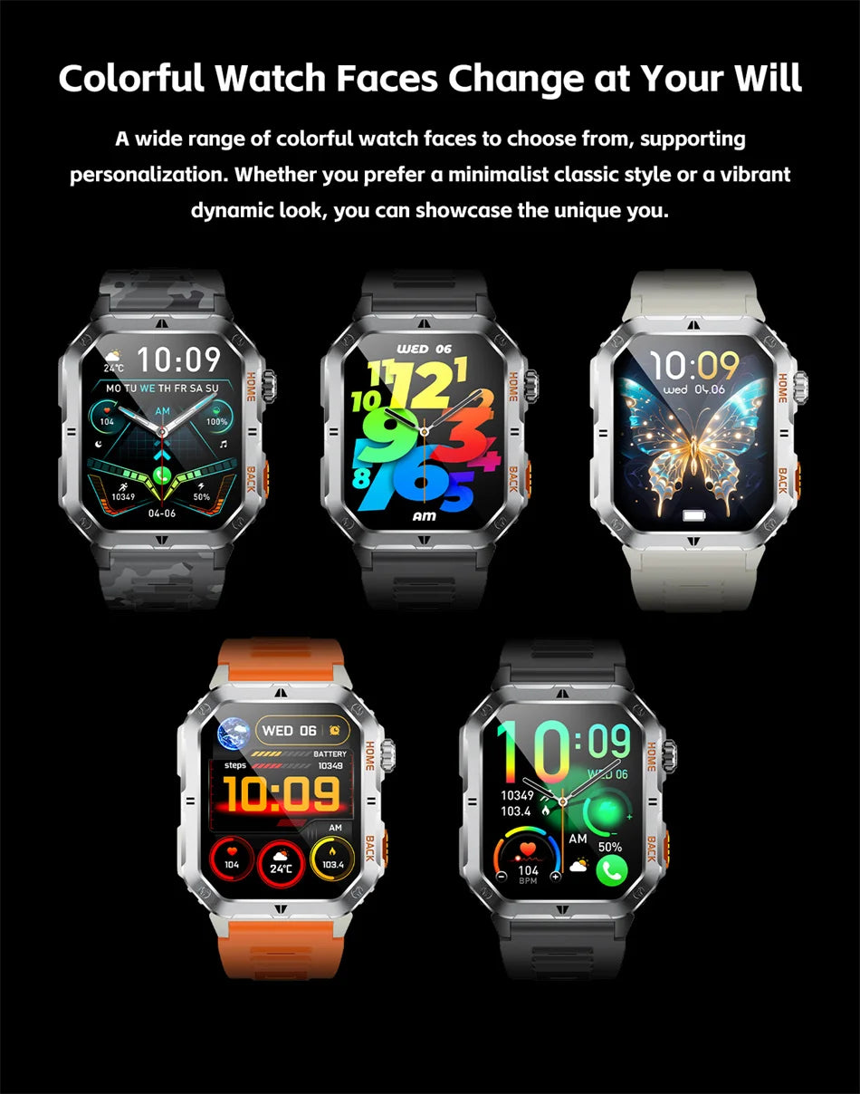 2025 New Smart Watch Men 1000mAh Ultra Large Battery 3ATM Professional Waterproof 2.01" HD Display Outdoor GPS Sports Smartwatch