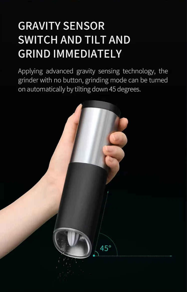 1PC/2PCS Electric Automatic Pepper Grinder Set Salt And Pepper Mill Adjustable Coarseness Spice Grinder for Kitchen