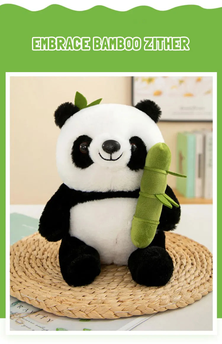 Cute Chinese Panda Doll with Removable Bamboo Tube PP Cotton Pillow Soft Plush Doll Girls Toy Children's Christmas Gifts Present