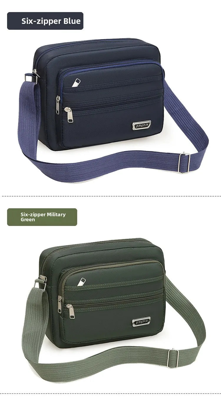 Casual Unisex Crossbody Bag Large Capacity Multi-layer Business Handling Bag Soft Nylon Material Zipper Closure Leisure Trave...
