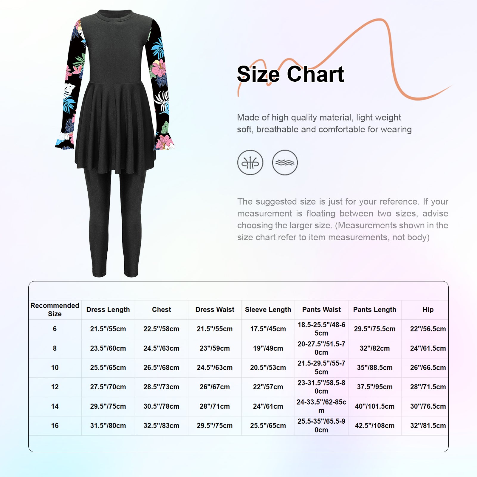 Girls Swimsuits 2 Piece Rash Guard Set UPF 50 Sun Protection Long Sleeve Swim Dress with Leggings Kids Full Body Cover Beachwear