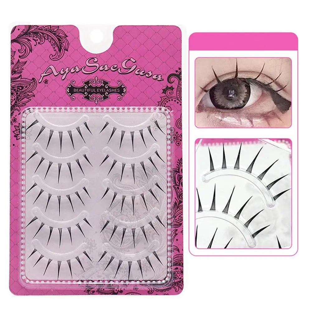 Spiky false eyelashes pack with close-up eye makeup example, dramatic lash extensions style