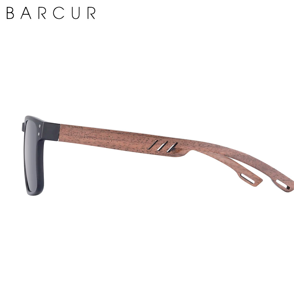 BARCUR Men's Sunglasses for Men Brand Designer Natural Walnut Wood Sun Glasses Women Polarized Eyewear UV400 Eyewear Oculos