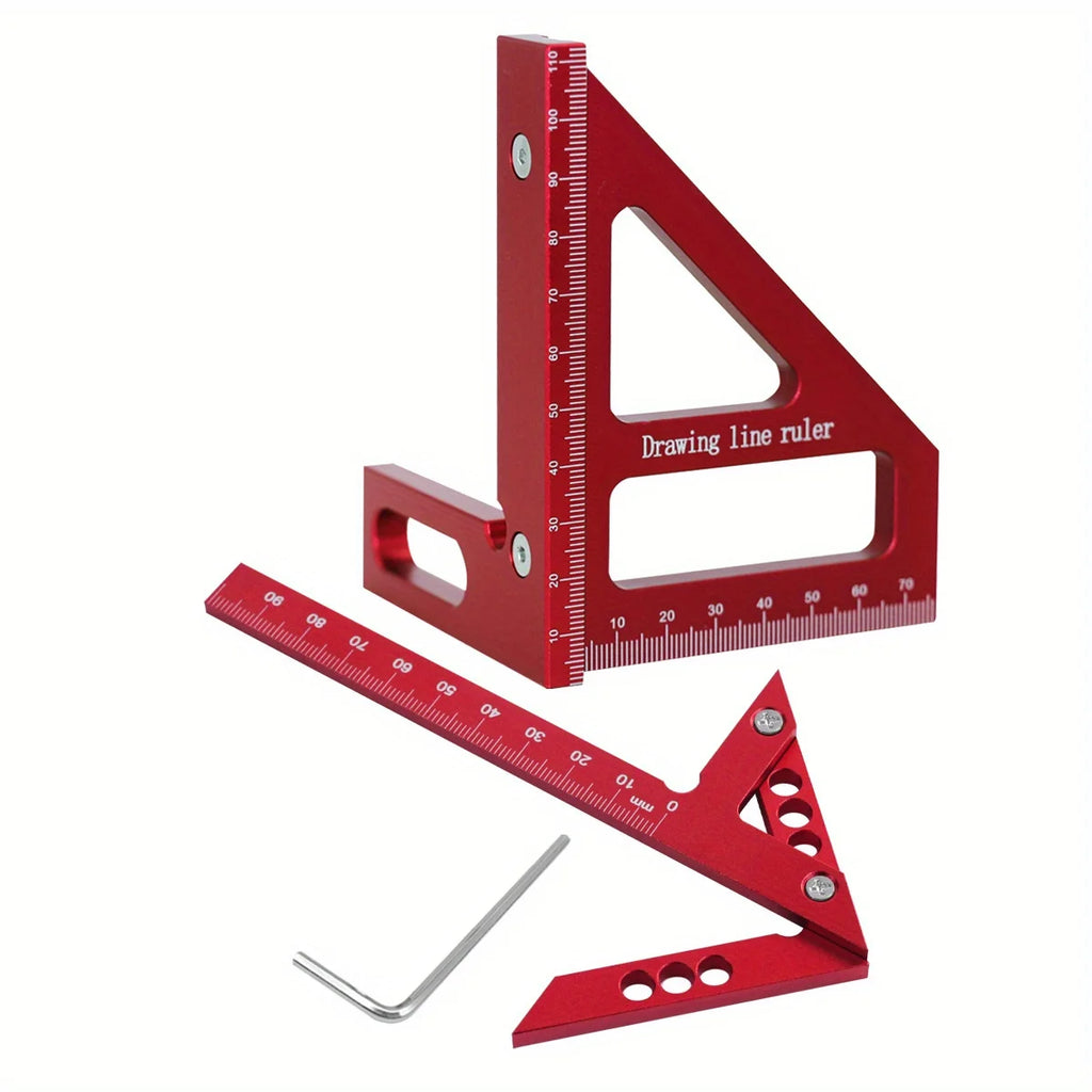 Carpenter Square Protractor,Center Scribe Gauge Kit Center Finder Miter Triangle Ruler T-Type Scriber Layout Measuring Ruler