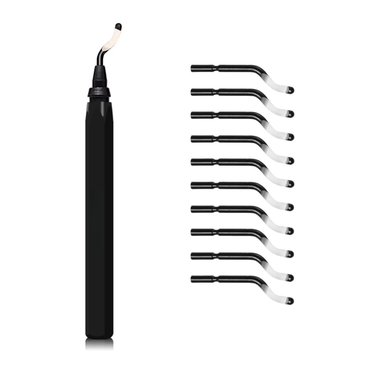 Deburring Tool Set RB1000 Black Metal Handle with 1/10/11 Swivel Blades for Metal PVC Plumbing 3D Printing Plastic Copper Resin