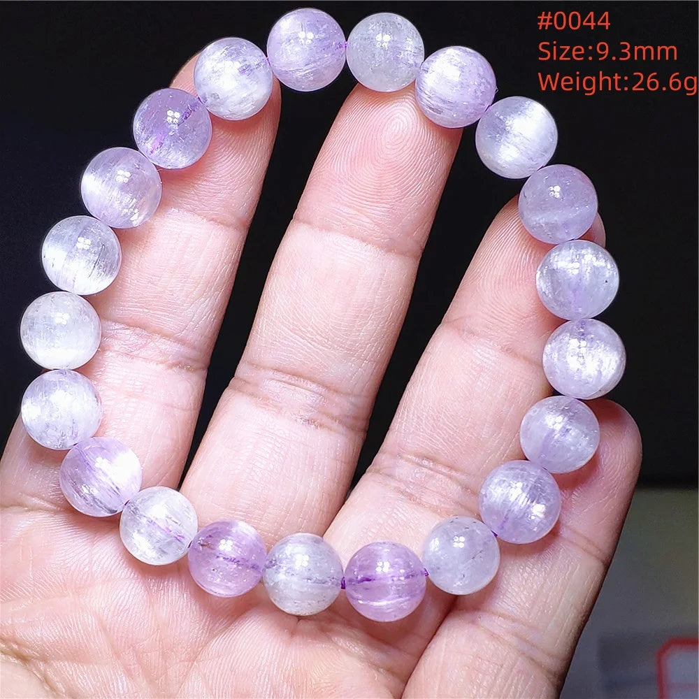 Natural Purple Kunzite Clear Round Beads Bracelet Jewelry Women Men Colorful Kunzite Bracelet Cat Eye Women Men AAAAAA