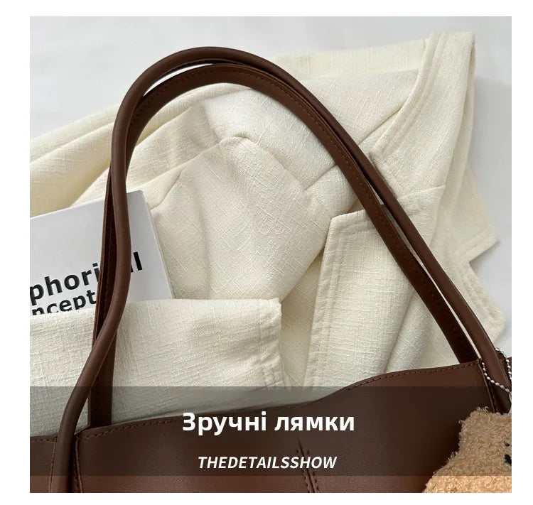 Large Capacity Bucket Bag Women's Retro Versatile Single Shoulder Tote Bag for Work Commuting Soft American Vintage Style