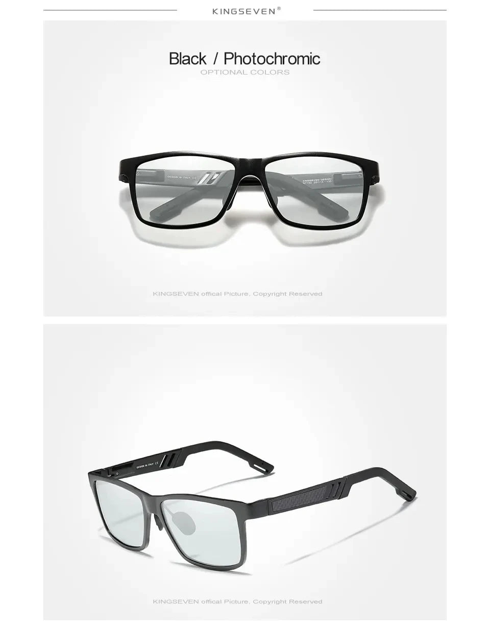 KINGSEVEN Men Polarized Sunglasses Aluminum Magnesium Driving UV400 Glasses Rectangle Shades Eye Protection Luxury Male Eyewear