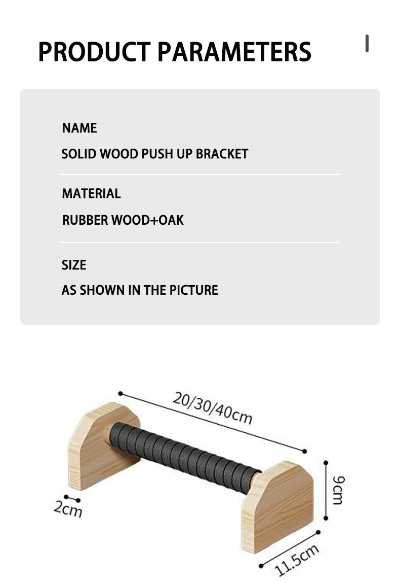 Push-up Stand Wood Pushup Bars Exercise Non-Slip Parallettes Handle Stands Calisthenics Fitness Equipment Home Strength Training