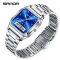 SANDA 747 Luxury Mens G Style Watches Stainless Steel Women LED Digital Dual Display Clock Unisex Waterproof Sports Quartz Watch
