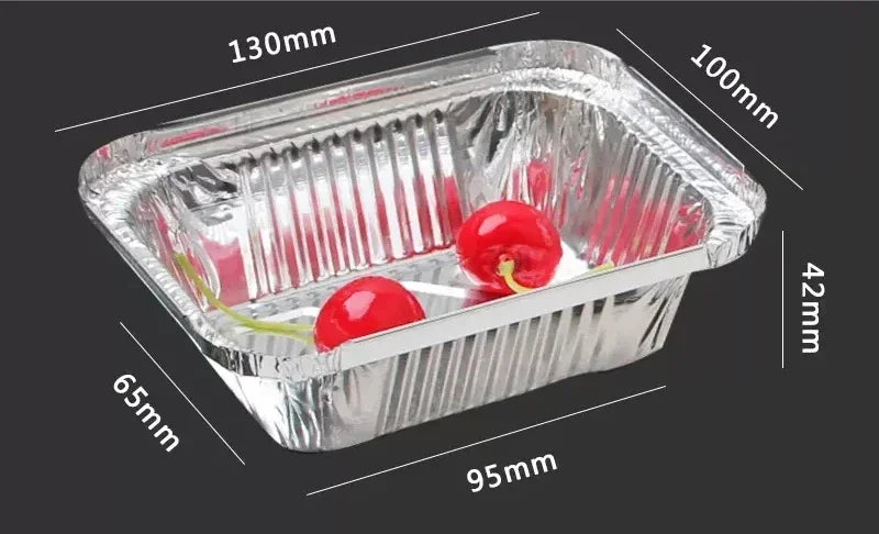 100 Pieces of Barbecue Tin Foil Special Packaging Box Aluminum Foil Lunch Box Home Takeaway Air Fryer Disposable Tin Foil Bowl