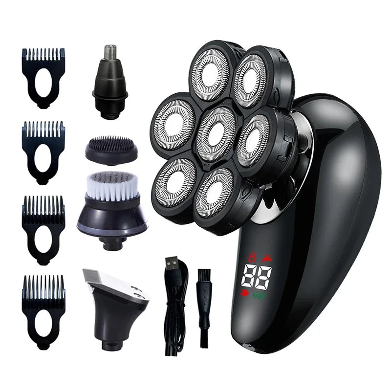 5 In 1 Electric Shaver For Men Bald Head Hair Clipper Nose Trimmer 7D Floating Blade Head Shaving Beard Knife Rechargeable Razor