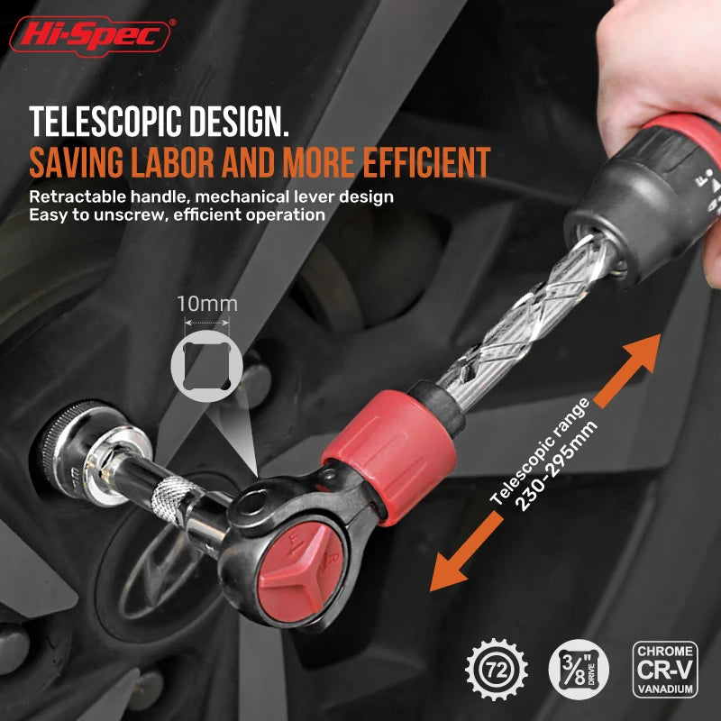 3/8inch Drive Ratchet Wrench Steel 72T Socket Wrench Flexible Head Wrench Quick Release Reversible Switches Wrench Hand Tool