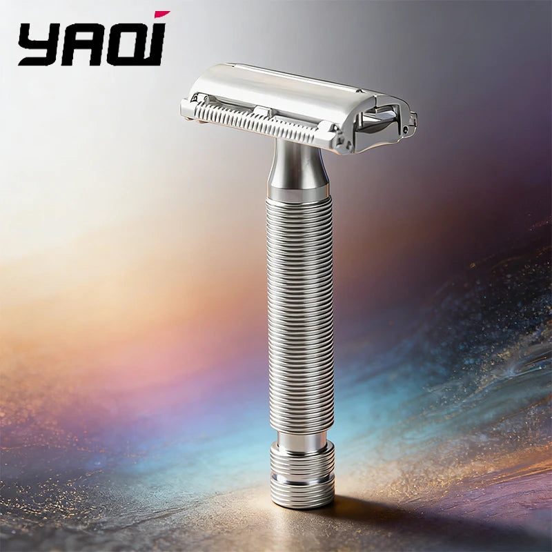 2026 Yaqi Monarch Safety Razor Matte Chrome Color Men's Shaving Razor Double Edge Manual Vintage Shaving Tool