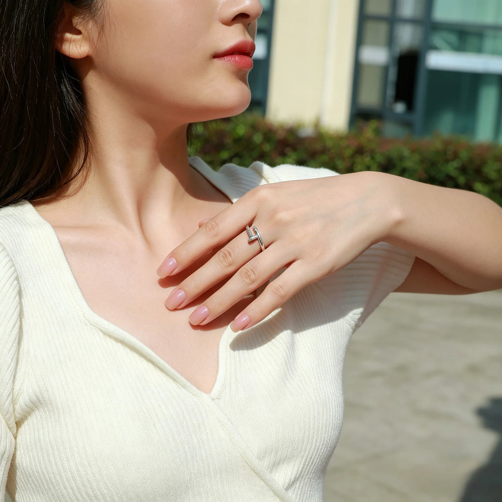 0.06CTW Moissanite Ring S925 Sterling Silver Stackable Finger Ring for Women Jewelry