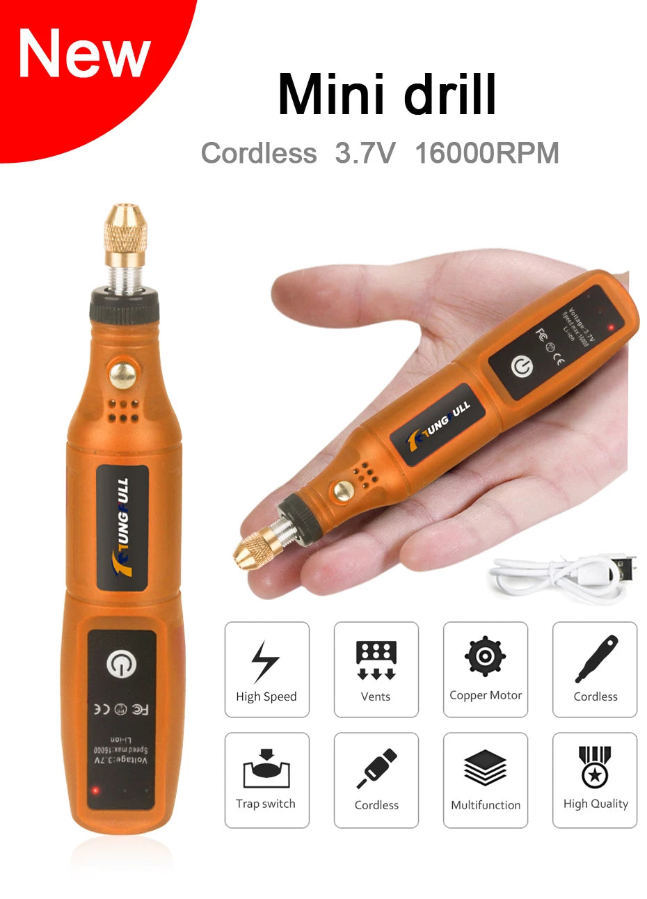 Cordless Mini Electric Rotary Tool Set 16000RPM USB Charging Engraving Pen Electric Drill Dremel Tools Jewelry Metal Polishing