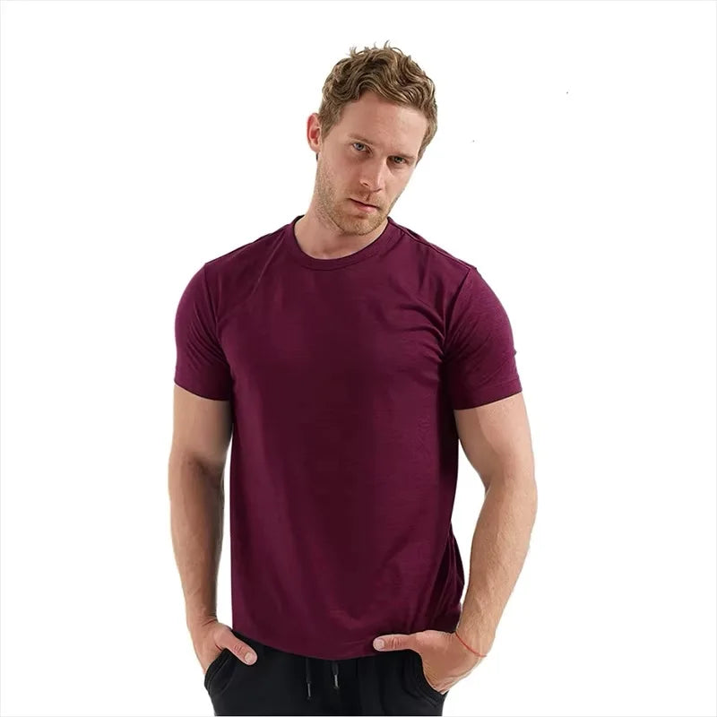 Men's 100% Superfine Merino Wool T-Shirt Base Layer Wicking Breathable Quick Dry Anti-Odor No-itch Comfortable Fit Size
