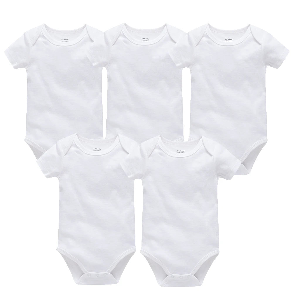 2/3/4/5/6 Pcs/set Blank Baby Bodysuit White Newborn Rompers 100% Cotton Kids Jumpsuit Short Sleeve Baby Clothing Set For 0-24M