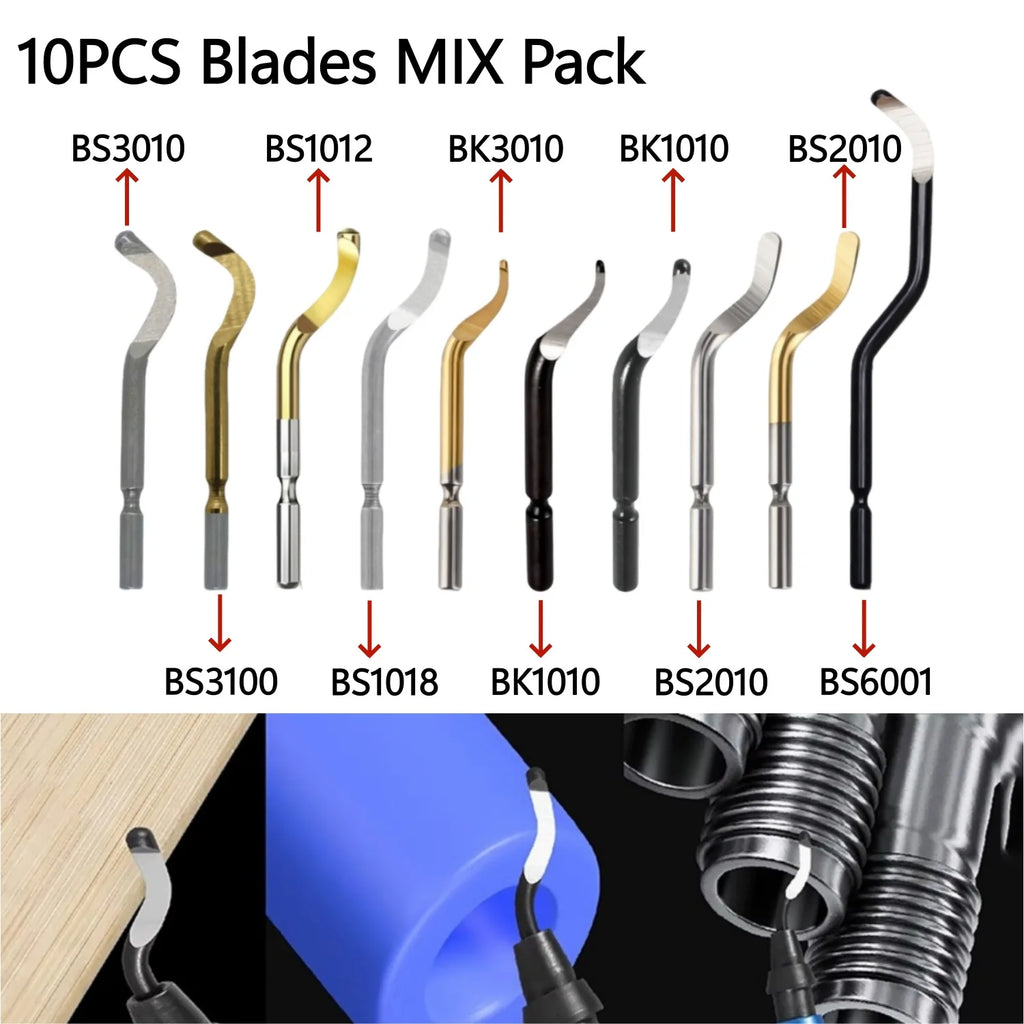 10PCS Deburring Blades Set High-Speed Steel Rotary Blades for Precision Deburring Compatible with Universal Deburring Tools
