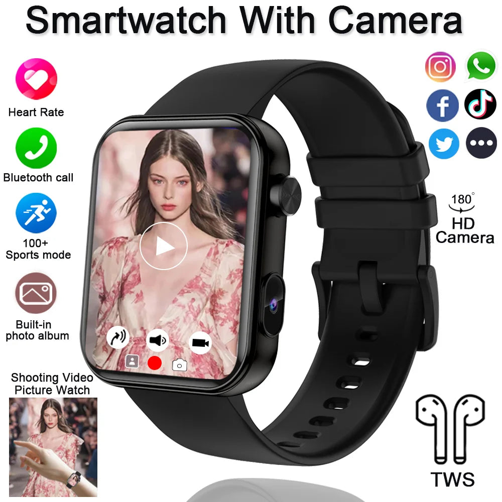 2025 New Smart Watch Women Men HD Camera Record Video Heart Rate 512MB Memory Music Sport Waterproof Bluetooth Call Smartwatch