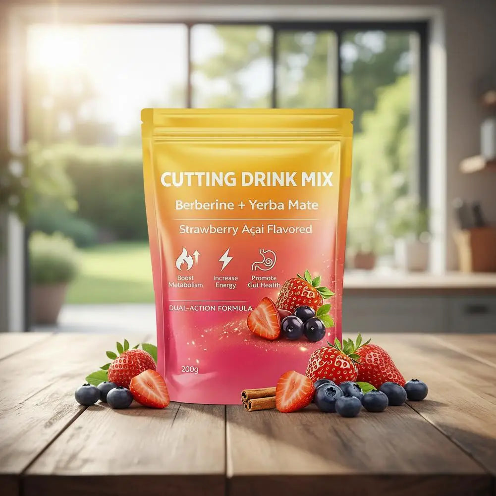 200g Berberine Mate Tea Plant Based Energy Weight Loss Drink Powder Cutting Drinking Mix Berberine+ Yerba Strawberry Acai Flavor
