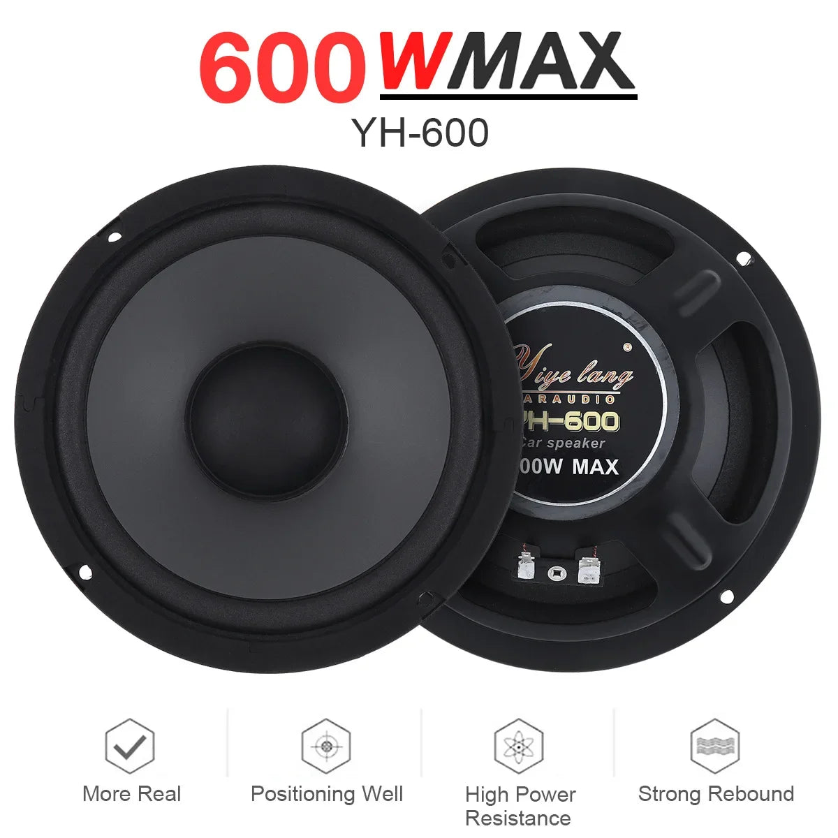 6 Inch Car Speakers 600W HiFi Coaxial Subwoofer Universal Automotive Audio Music Full Range Frequency Car Stereo Speaker