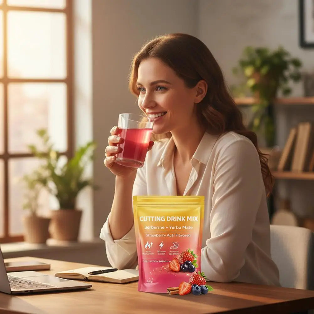 200g Berberine Mate Tea Plant Based Energy Weight Loss Drink Powder Cutting Drinking Mix Berberine+ Yerba Strawberry Acai Flavor